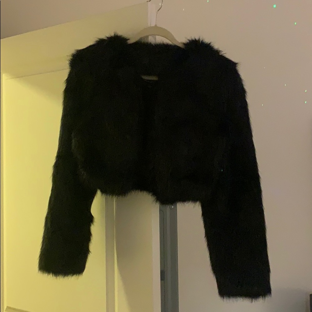 Black faux fur jacket